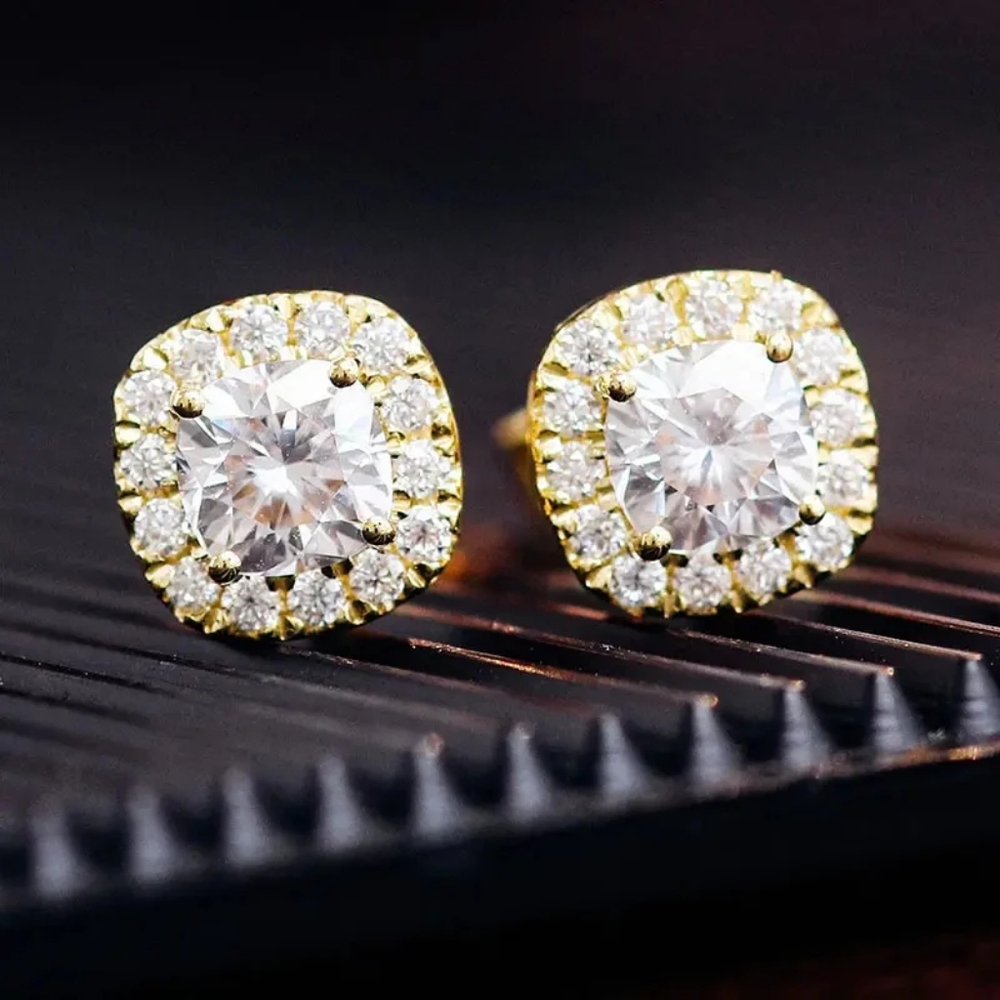 14k gold or sterling silver diamond earrings - Picture 6 of 8